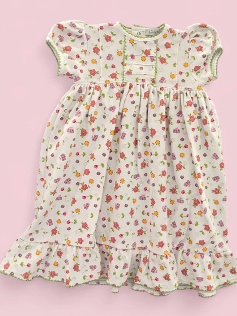 Kissy Kissy Pima Cotton Floral Baby Dress Gown Sz Newborn
